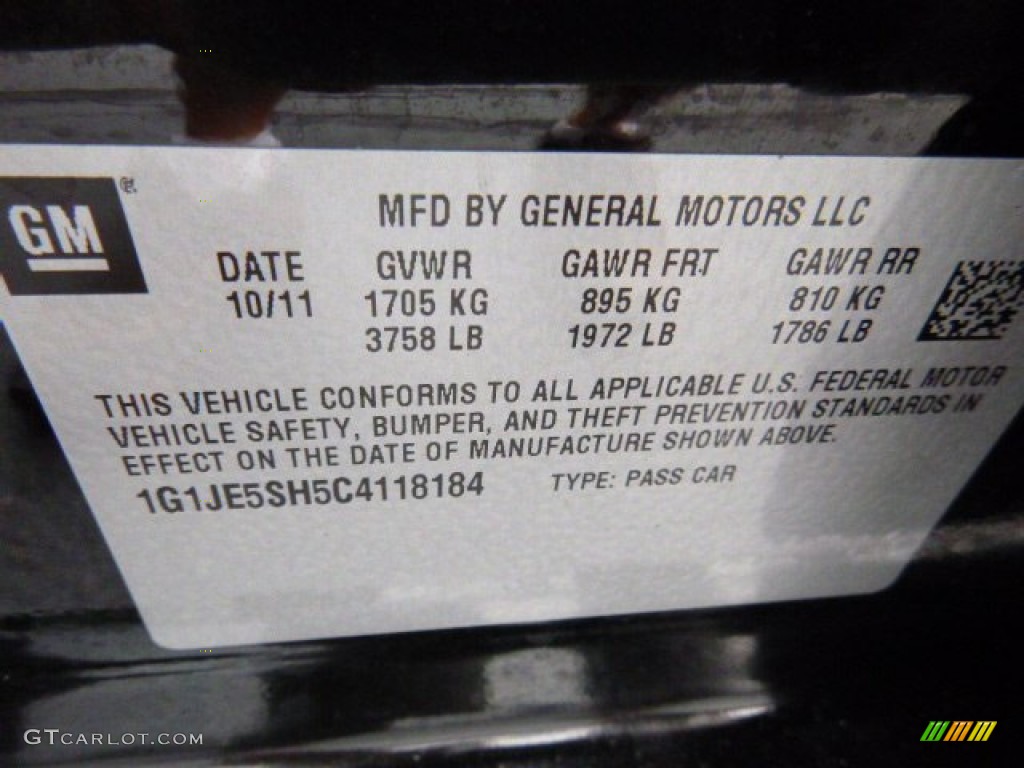 2012 Sonic LTZ Sedan - Black / Jet Black/Dark Titanium photo #19