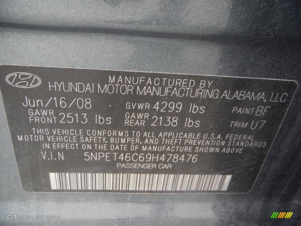 2009 Sonata GLS - Slate Blue / Gray photo #19