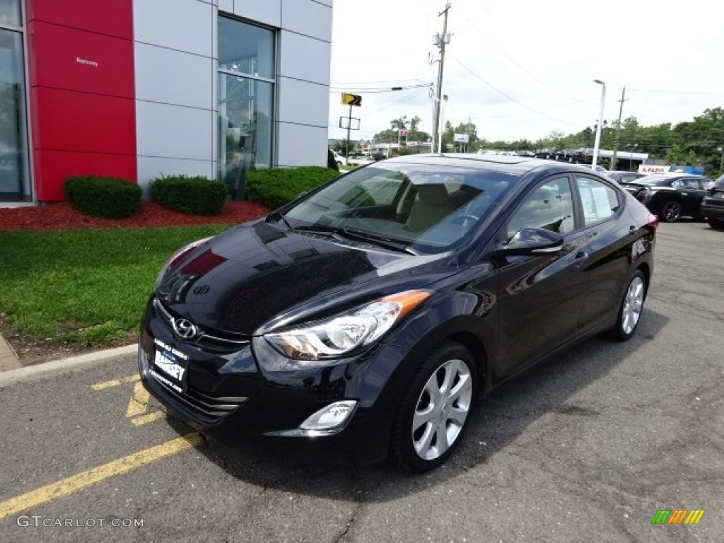 2012 Elantra Limited - Midnight Black / Beige photo #1