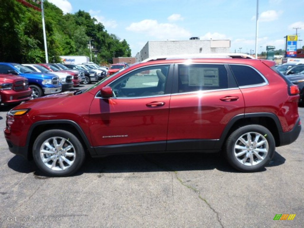 2015 Cherokee Limited 4x4 - Deep Cherry Red Crystal Pearl / Black/Light Frost Beige photo #2