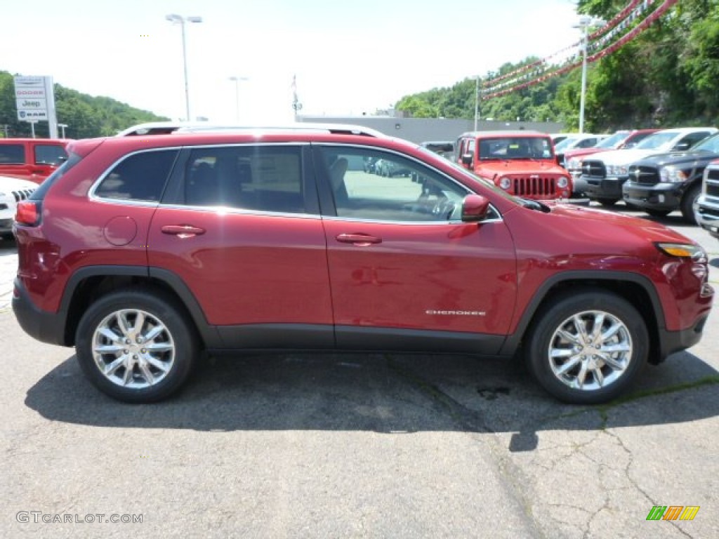 2015 Cherokee Limited 4x4 - Deep Cherry Red Crystal Pearl / Black/Light Frost Beige photo #6