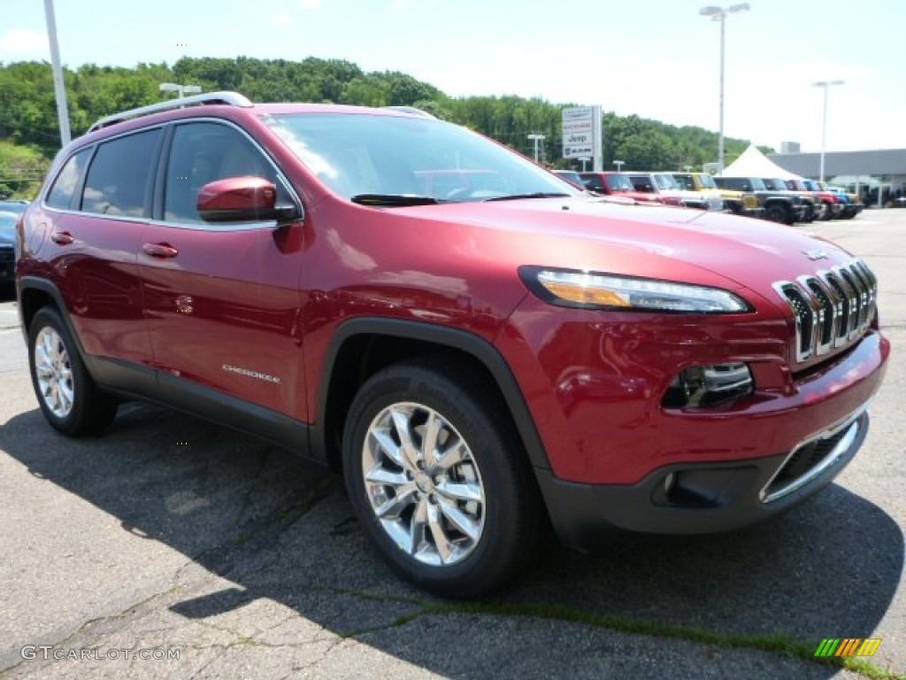 2015 Cherokee Limited 4x4 - Deep Cherry Red Crystal Pearl / Black/Light Frost Beige photo #7