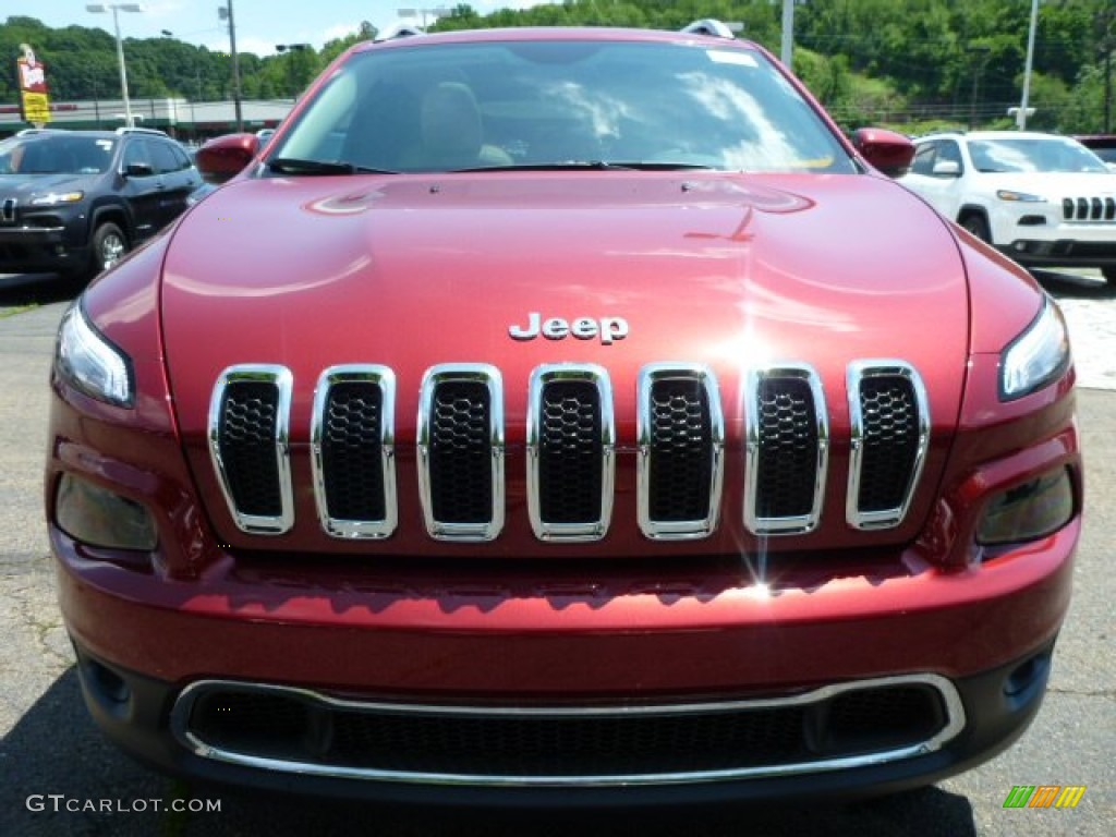 2015 Cherokee Limited 4x4 - Deep Cherry Red Crystal Pearl / Black/Light Frost Beige photo #8