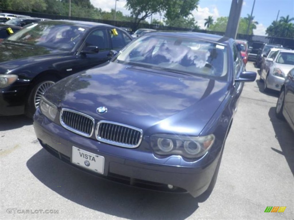2004 7 Series 745i Sedan - Orient Blue Metallic / Basalt Grey/Stone Green photo #7
