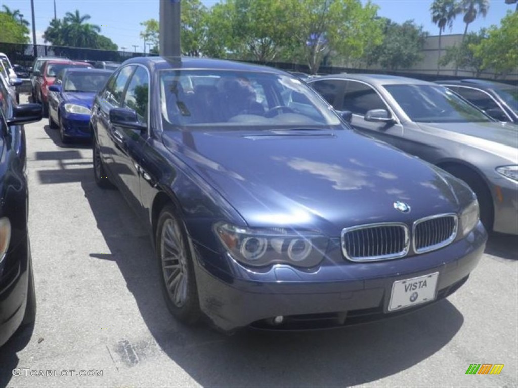 2004 7 Series 745i Sedan - Orient Blue Metallic / Basalt Grey/Stone Green photo #8