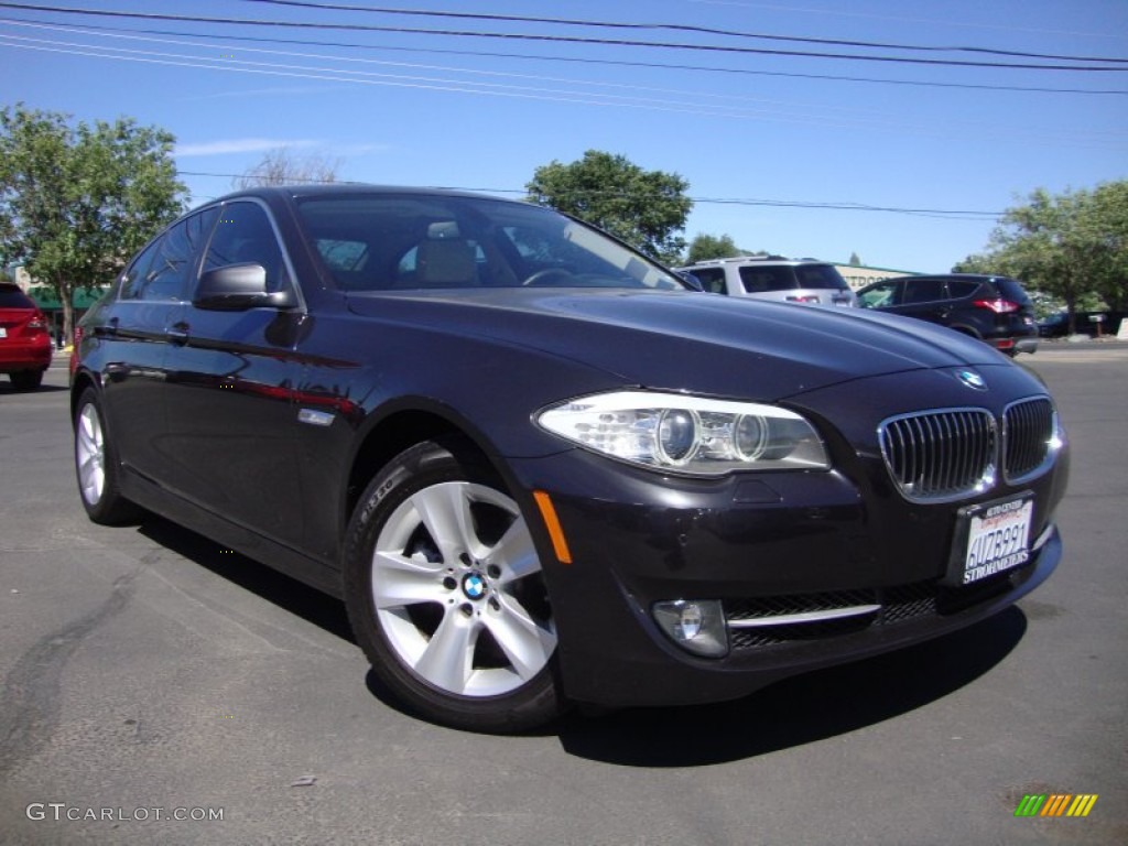 2012 5 Series 528i Sedan - Carbon Black Metallic / Oyster/Black photo #1