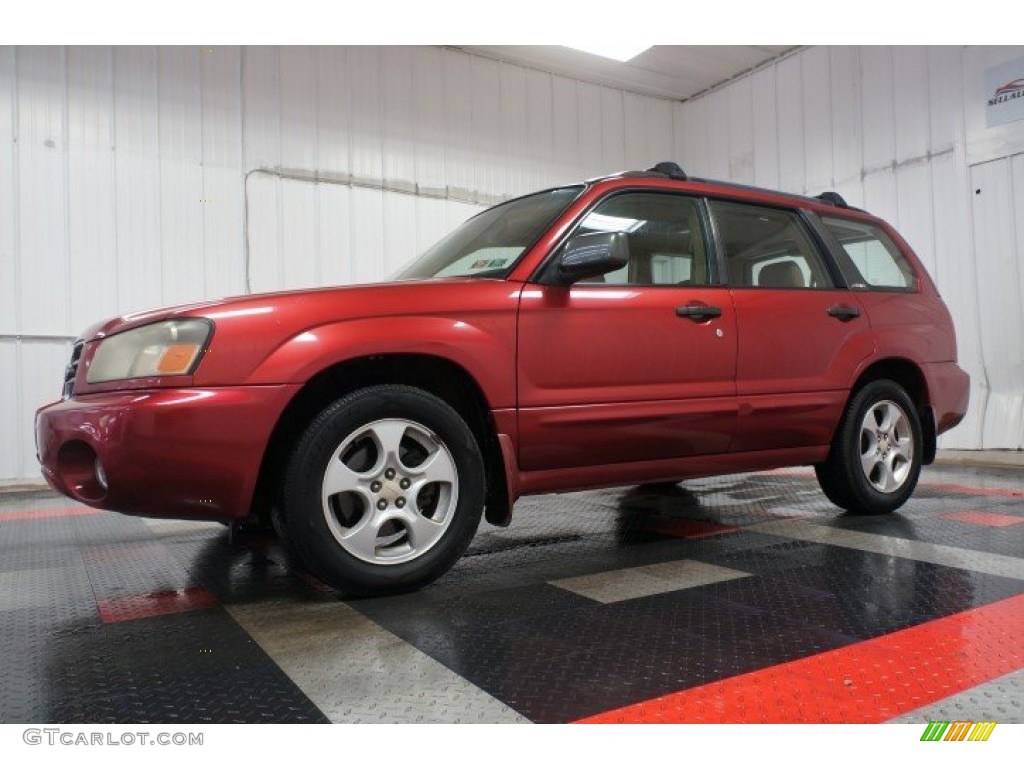 2003 Forester 2.5 XS - Cayenne Red Pearl / Beige photo #2