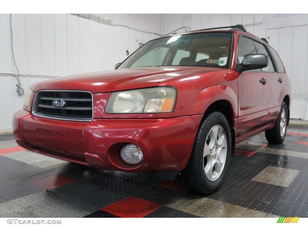 2003 Forester 2.5 XS - Cayenne Red Pearl / Beige photo #3