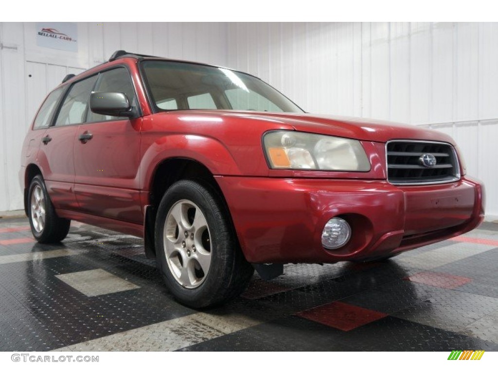 2003 Forester 2.5 XS - Cayenne Red Pearl / Beige photo #5