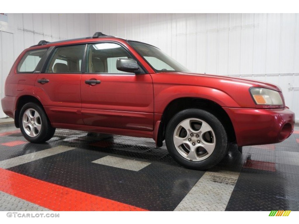 2003 Forester 2.5 XS - Cayenne Red Pearl / Beige photo #6