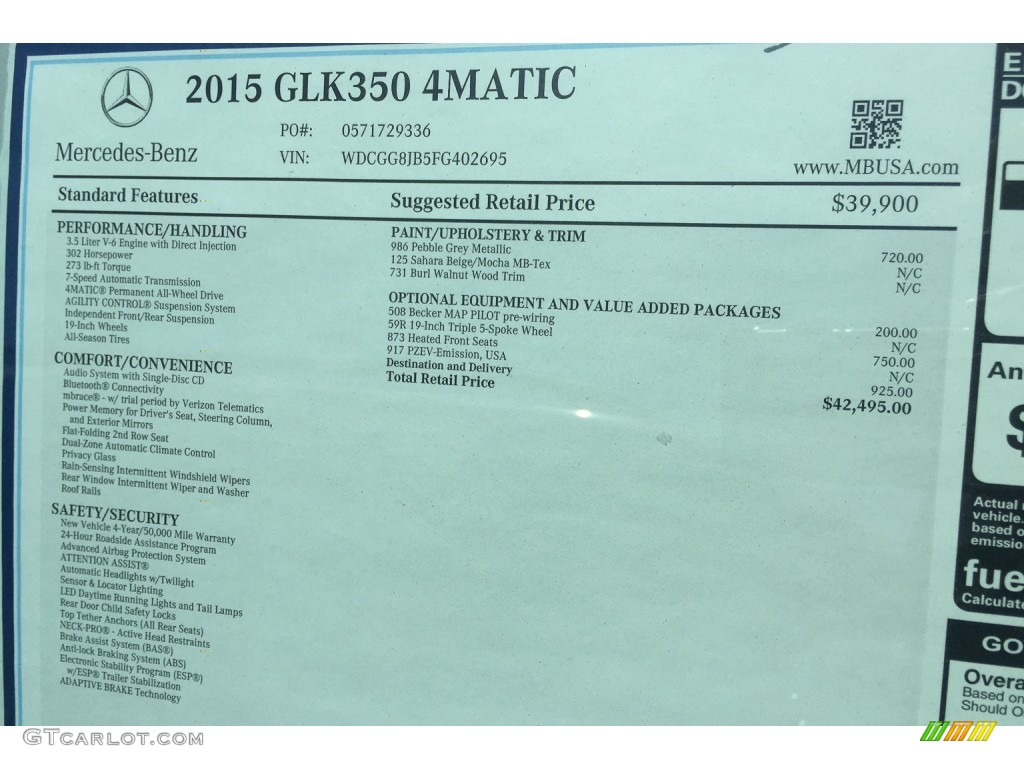 2015 GLK 350 4Matic - Pebble Grey Metallic / Sahara Beige/Mocha photo #10
