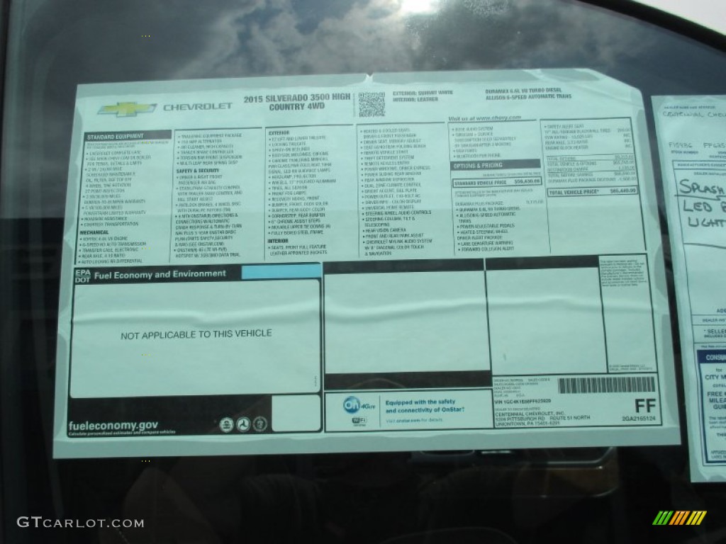 2015 Chevrolet Silverado 3500HD High Country Crew Cab Dual Rear Wheel 4x4 Window Sticker Photos