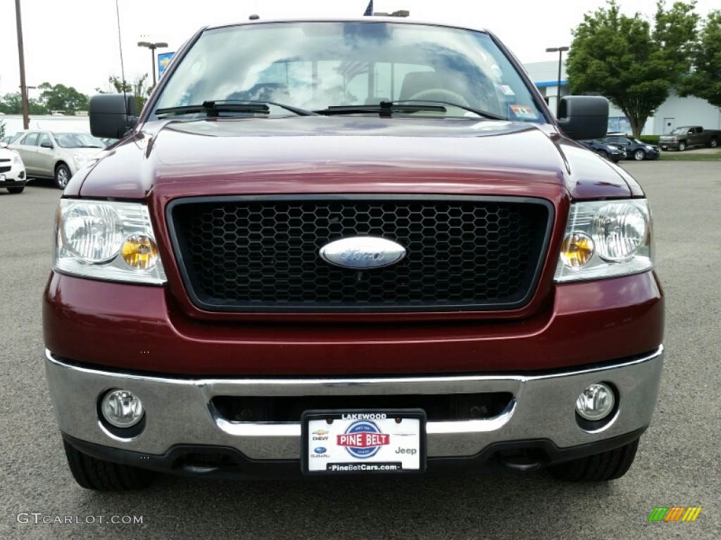 2006 F150 XLT SuperCab 4x4 - Dark Toreador Red Metallic / Tan photo #2