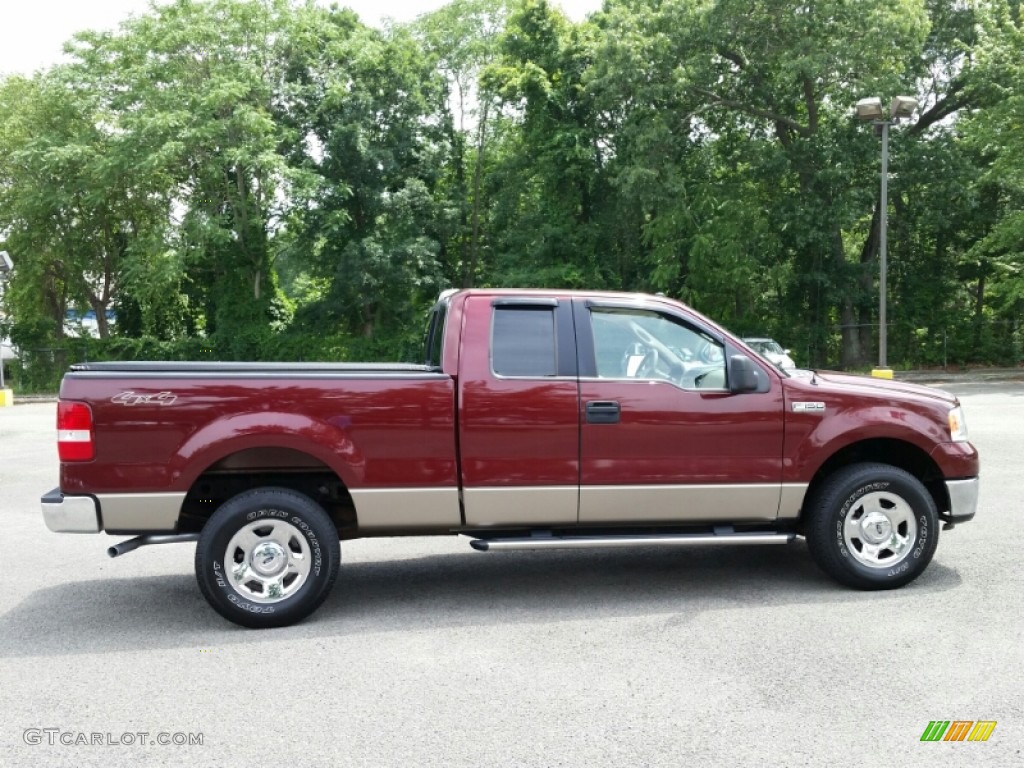 2006 F150 XLT SuperCab 4x4 - Dark Toreador Red Metallic / Tan photo #6