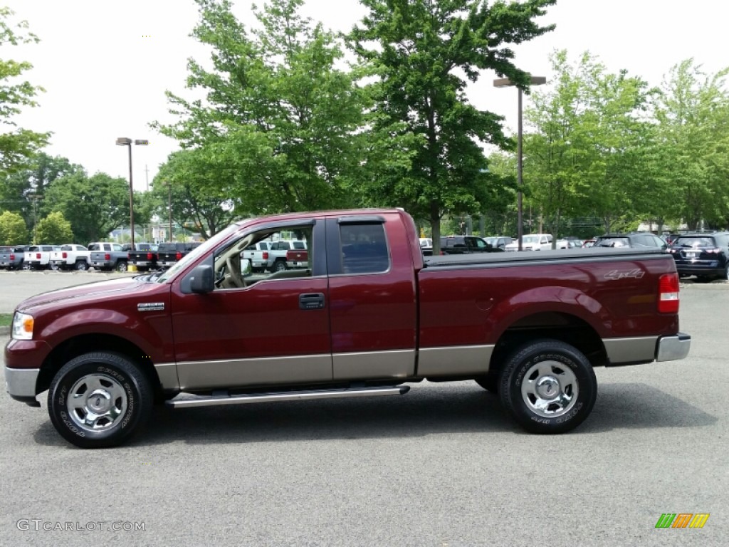 2006 F150 XLT SuperCab 4x4 - Dark Toreador Red Metallic / Tan photo #13