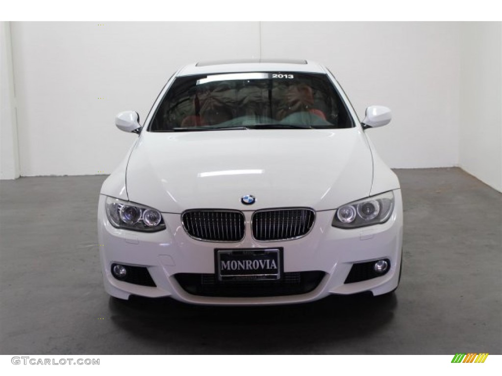 2013 3 Series 335i Coupe - Alpine White / Coral Red/Black photo #7