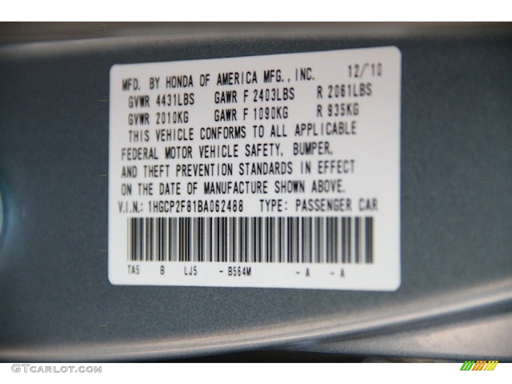 2011 Accord EX-L Sedan - Celestial Blue Metallic / Black photo #31