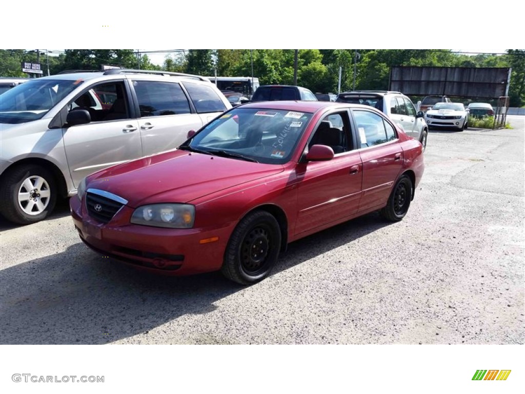 2005 Elantra GLS Sedan - Electric Red Metallic / Gray photo #1