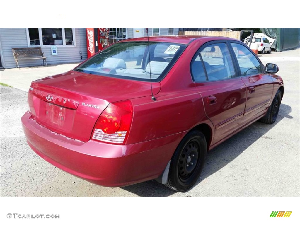 2005 Elantra GLS Sedan - Electric Red Metallic / Gray photo #5