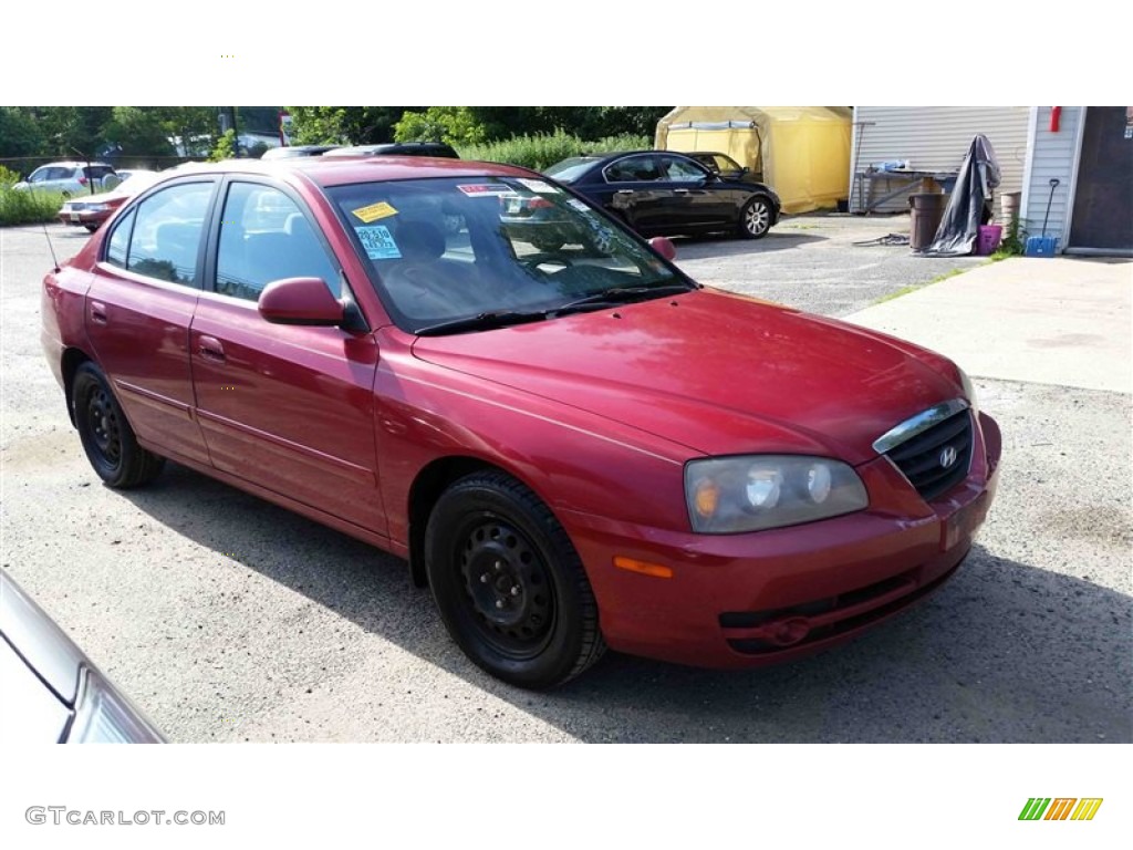 2005 Elantra GLS Sedan - Electric Red Metallic / Gray photo #6