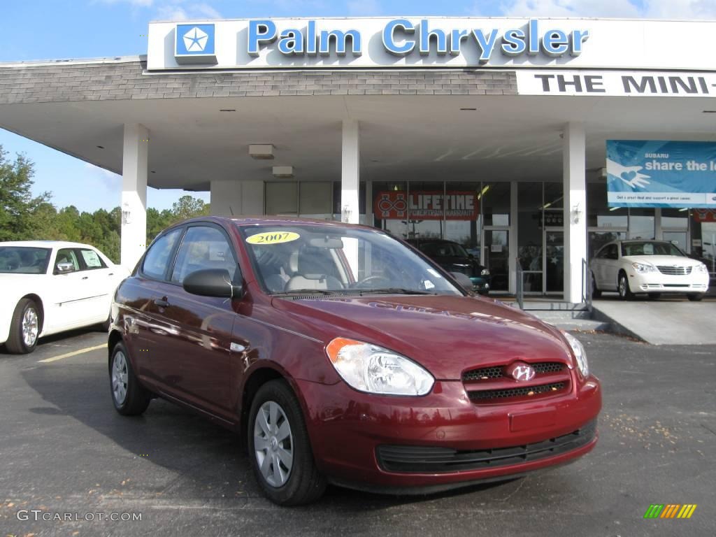 2007 Accent GS Coupe - Wine Red / Gray photo #1