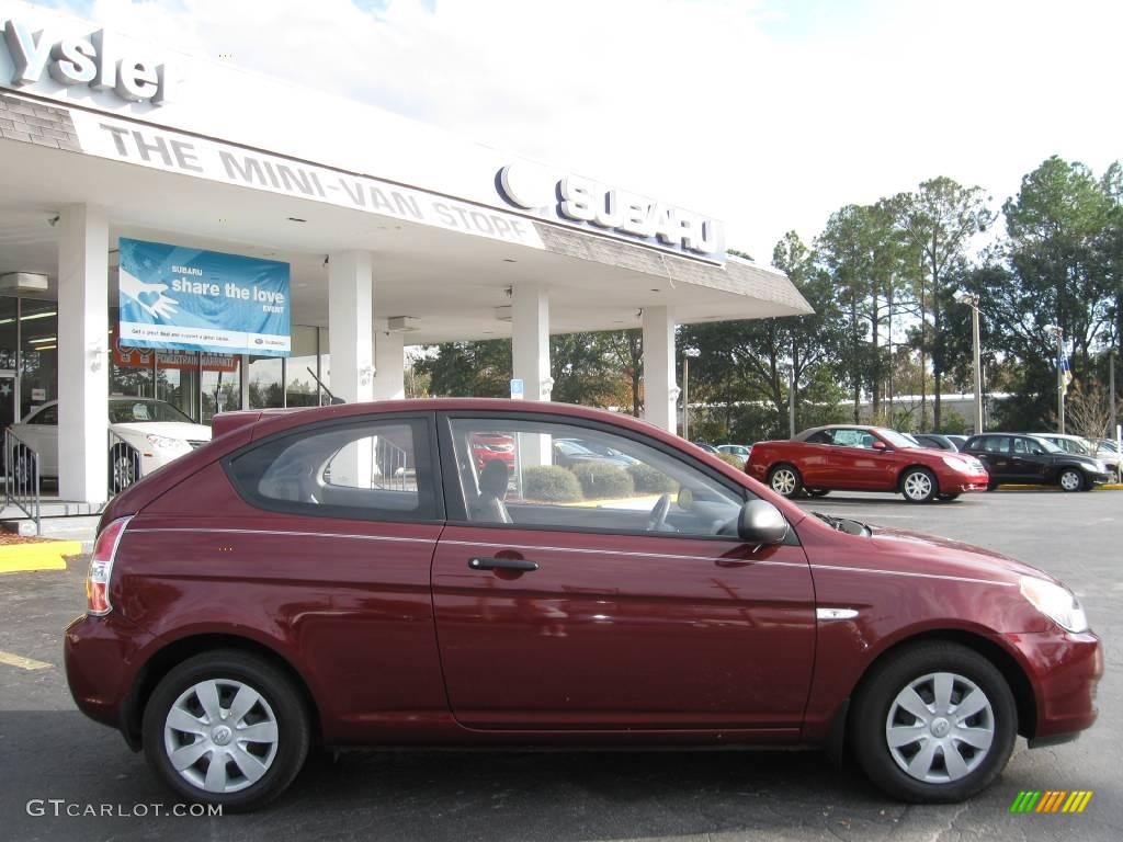 2007 Accent GS Coupe - Wine Red / Gray photo #4