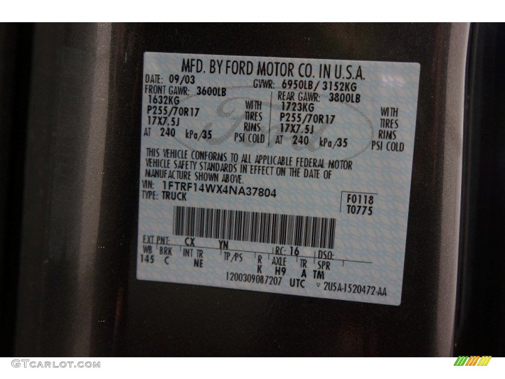 2004 F150 XLT Regular Cab 4x4 - Dark Shadow Grey Metallic / Medium/Dark Flint photo #14