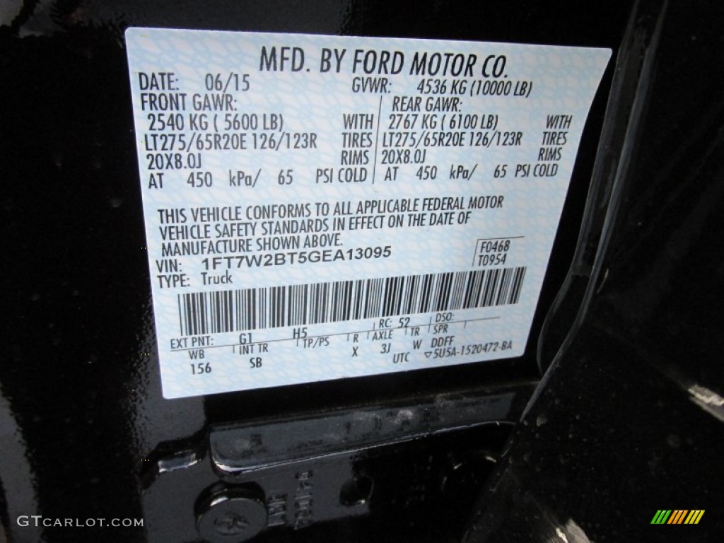 2016 F250 Super Duty Color Code G1 for Shadow Black Photo #105050694