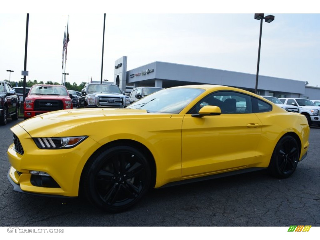 2015 Mustang EcoBoost Coupe - Triple Yellow Tricoat / Ebony photo #3