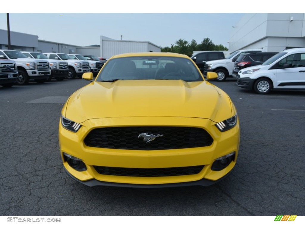 2015 Mustang EcoBoost Coupe - Triple Yellow Tricoat / Ebony photo #4