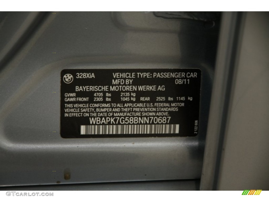 2011 3 Series 328i xDrive Sedan - Blue Water Metallic / Gray Dakota Leather photo #17