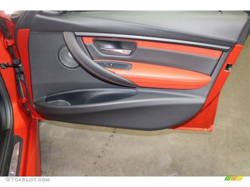 2015 BMW M3 Sedan Sakhir Orange/Black Door Panel Photo #105061335