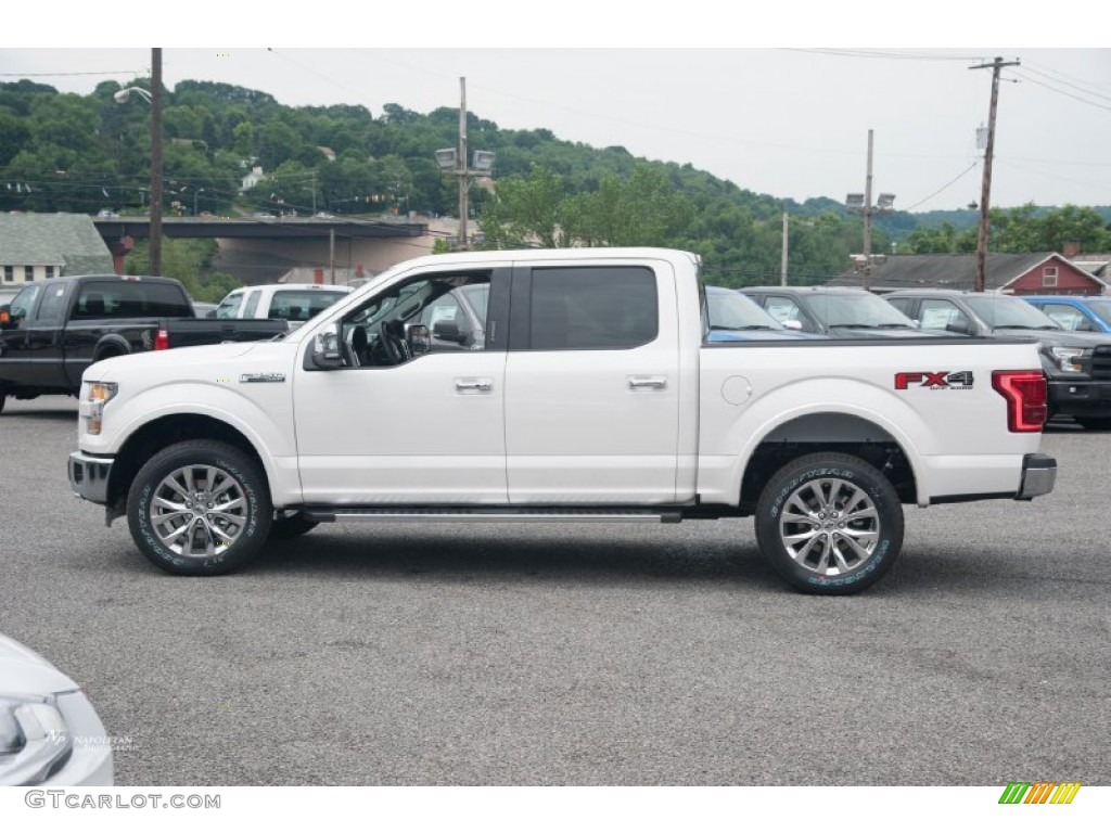 2015 F150 Lariat SuperCrew 4x4 - White Platinum Tricoat / Black photo #2