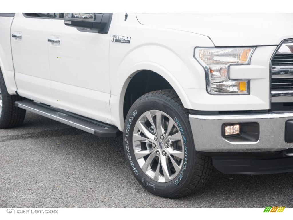 2015 F150 Lariat SuperCrew 4x4 - White Platinum Tricoat / Black photo #3