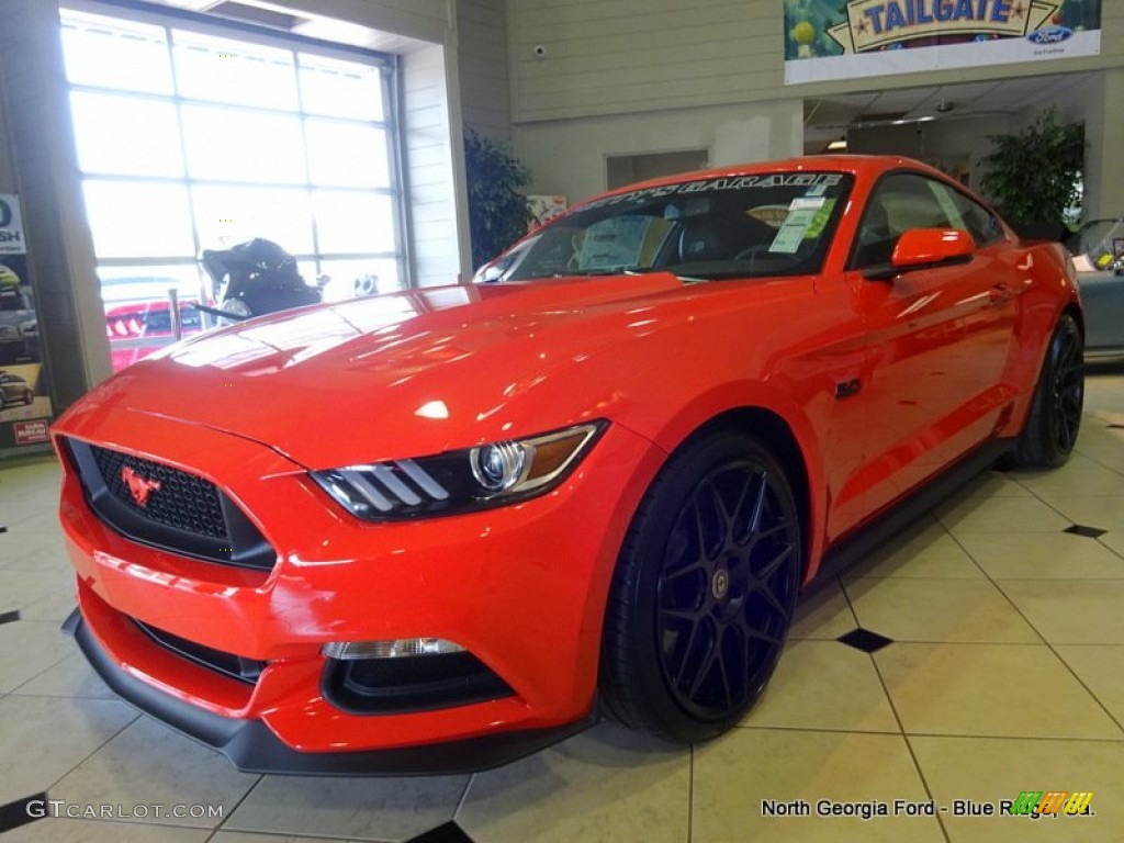 Competition Orange 2015 Ford Mustang Roush Stage 1 Pettys Garage Coupe Exterior Photo #105099831