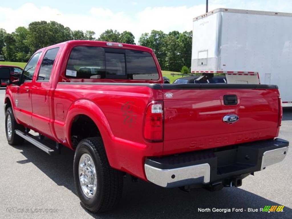 2015 F350 Super Duty Lariat Crew Cab 4x4 - Vermillion Red / Adobe photo #3