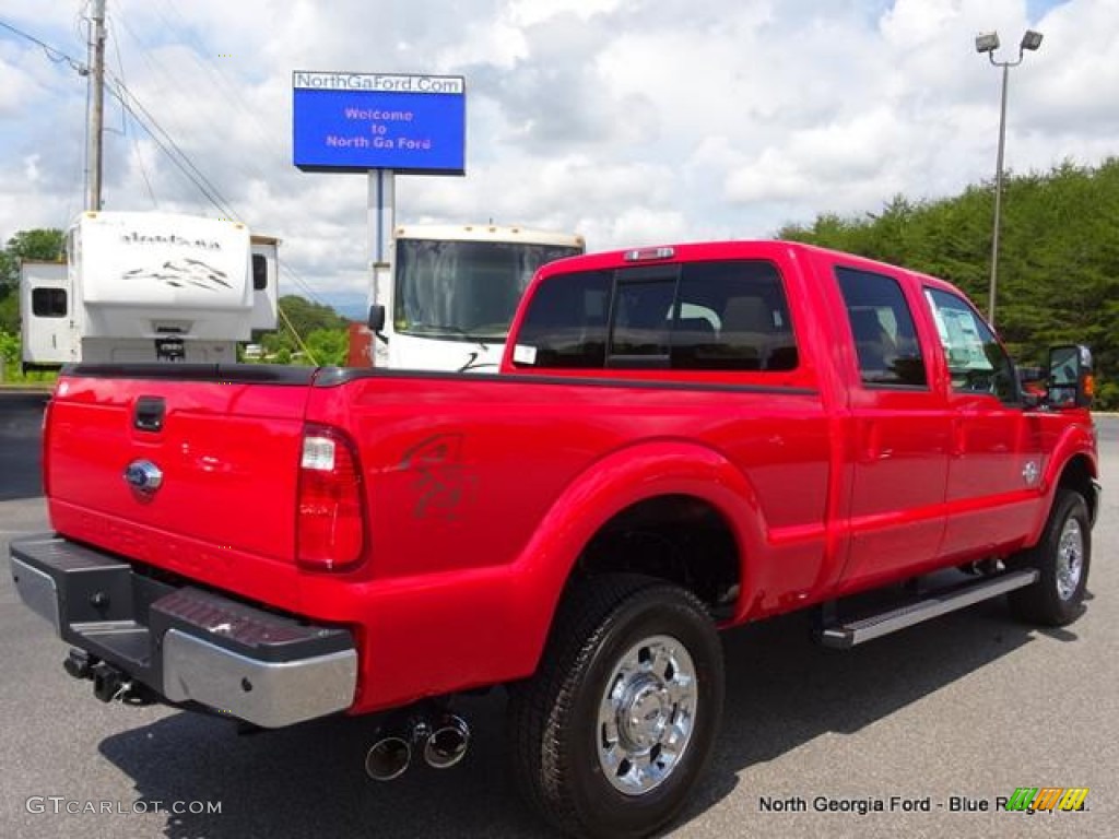 2015 F350 Super Duty Lariat Crew Cab 4x4 - Vermillion Red / Adobe photo #5