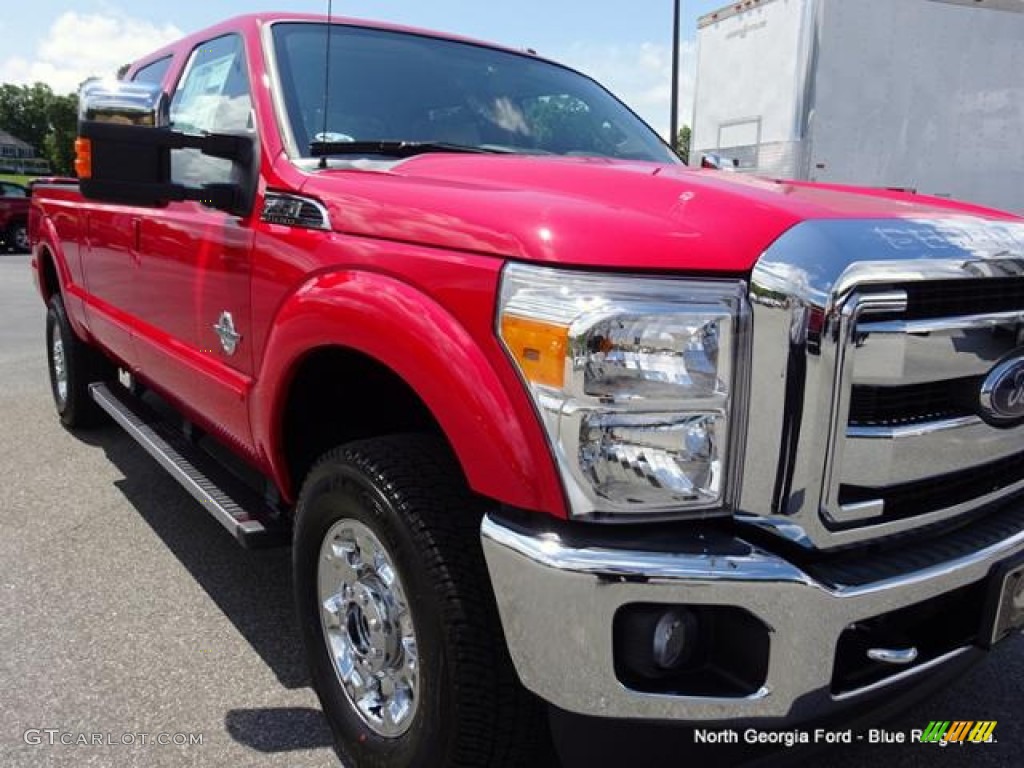 2015 F350 Super Duty Lariat Crew Cab 4x4 - Vermillion Red / Adobe photo #36