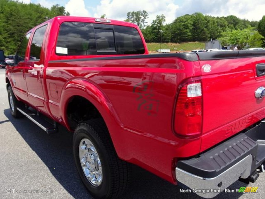 2015 F350 Super Duty Lariat Crew Cab 4x4 - Vermillion Red / Adobe photo #38