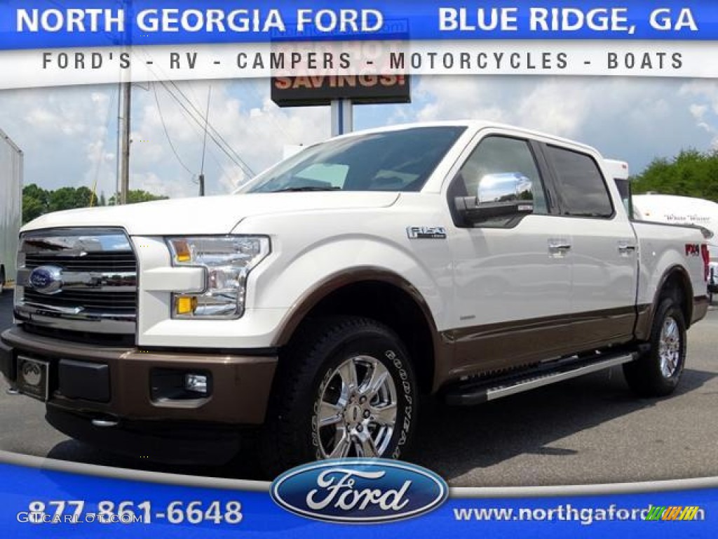 2015 F150 Lariat SuperCrew 4x4 - White Platinum Tricoat / Black photo #1