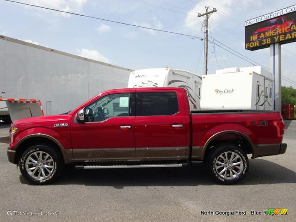 2015 F150 Lariat SuperCrew 4x4 - Ruby Red Metallic / Black photo #2