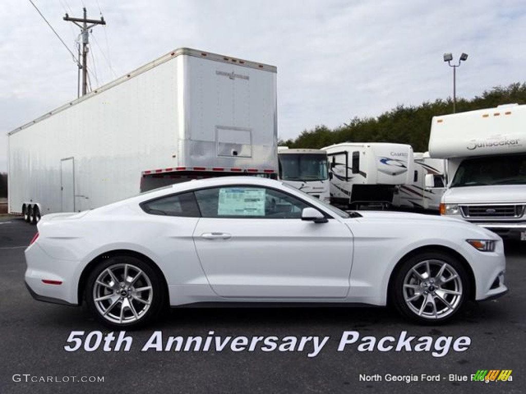 2015 Mustang EcoBoost Premium Coupe - Oxford White / 50 Years Raven Black photo #6