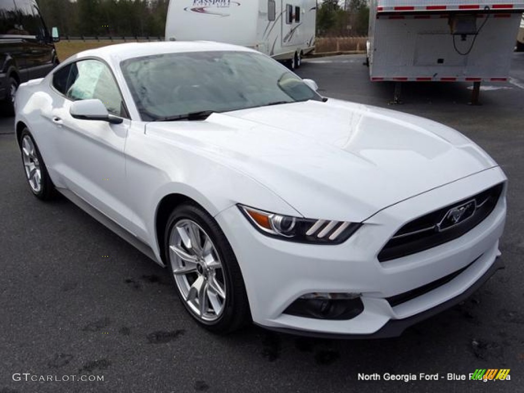 2015 Mustang EcoBoost Premium Coupe - Oxford White / 50 Years Raven Black photo #7