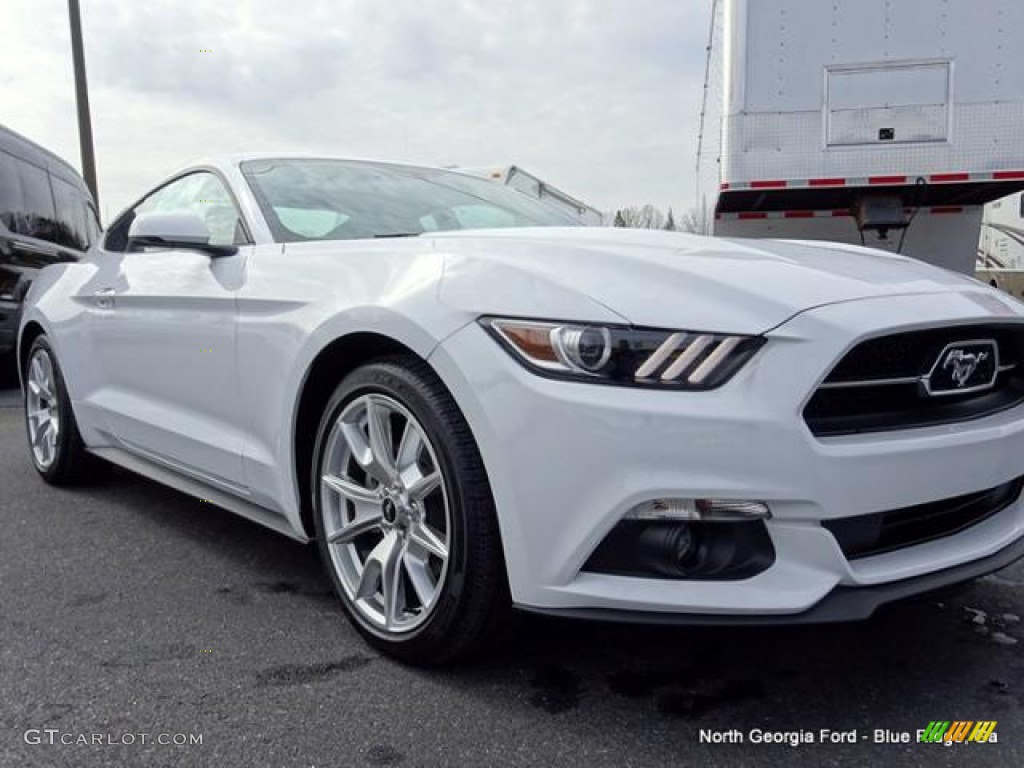 2015 Mustang EcoBoost Premium Coupe - Oxford White / 50 Years Raven Black photo #29
