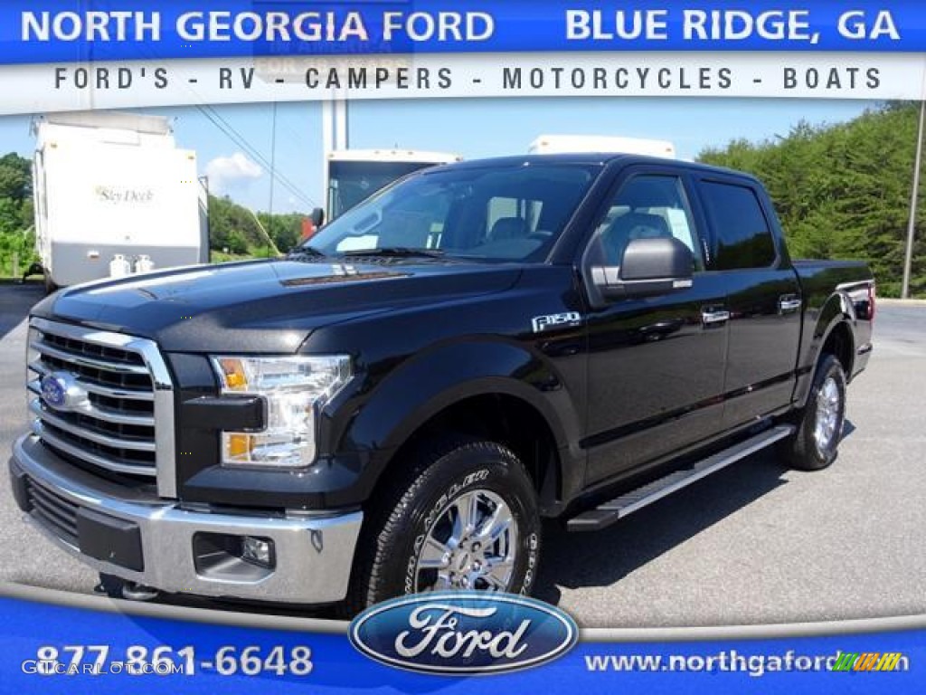 2015 F150 XLT SuperCrew 4x4 - Tuxedo Black Metallic / Medium Earth Gray photo #1