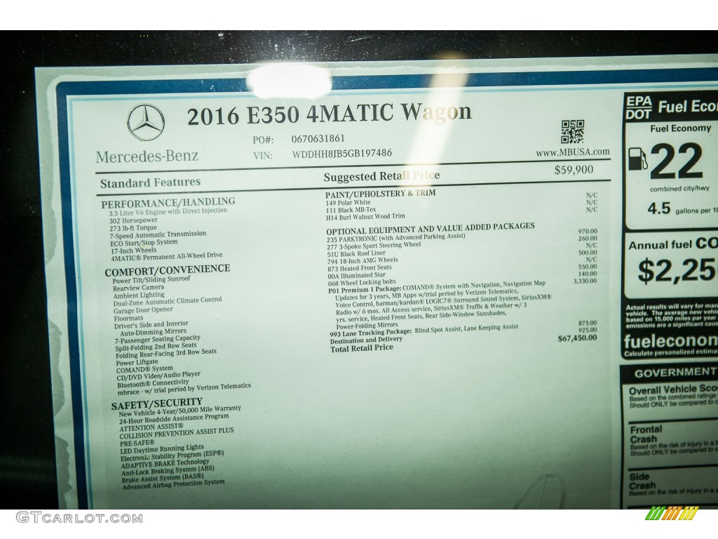 2016 E 350 4Matic Wagon - Polar White / Black photo #10