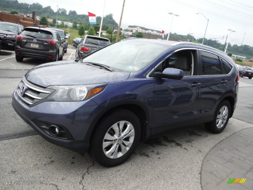 2012 CR-V EX-L 4WD - Twilight Blue Metallic / Gray photo #6