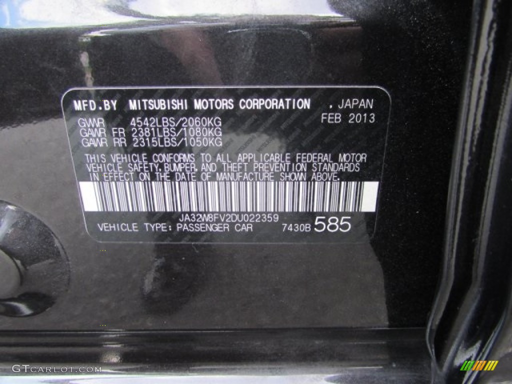 2013 Lancer Evolution GSR - Phantom Black / Black photo #35