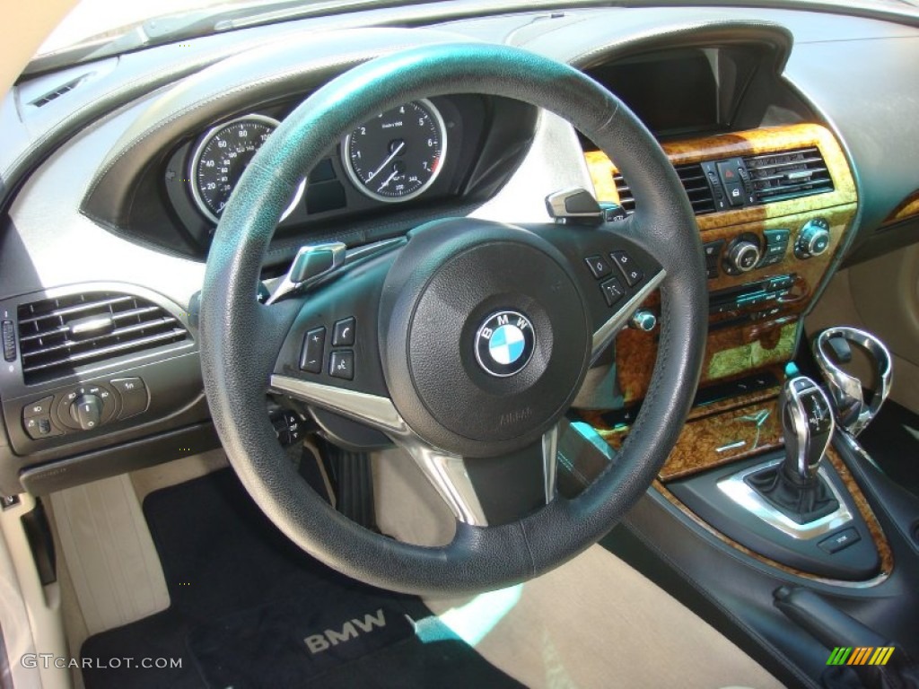 2008 BMW 6 Series 650i Coupe Champagne Steering Wheel Photo #105144100