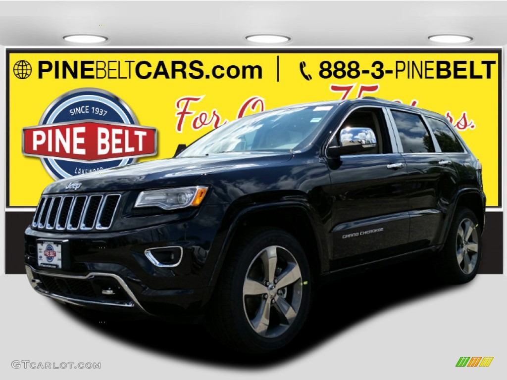 2015 Grand Cherokee Overland 4x4 - Brilliant Black Crystal Pearl / Brown/Light Frost Beige photo #1